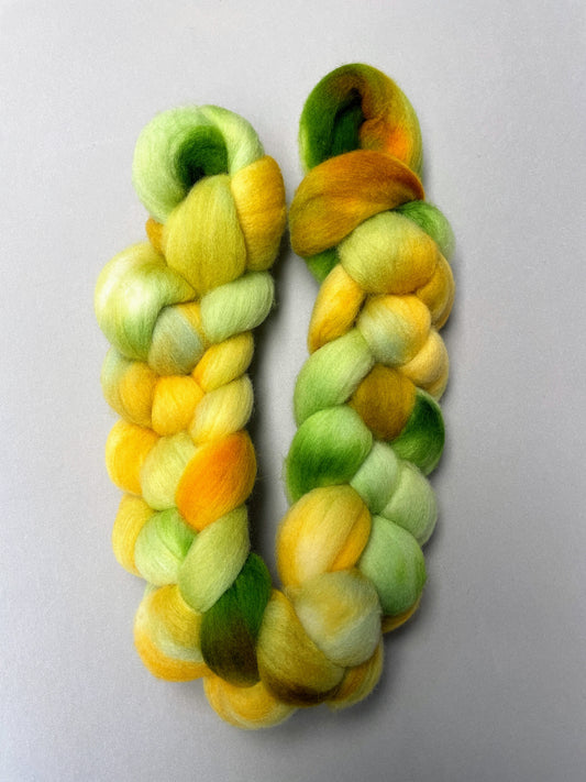 Polwarth - Lemon & Lime 100g Hand-dyed Fibre