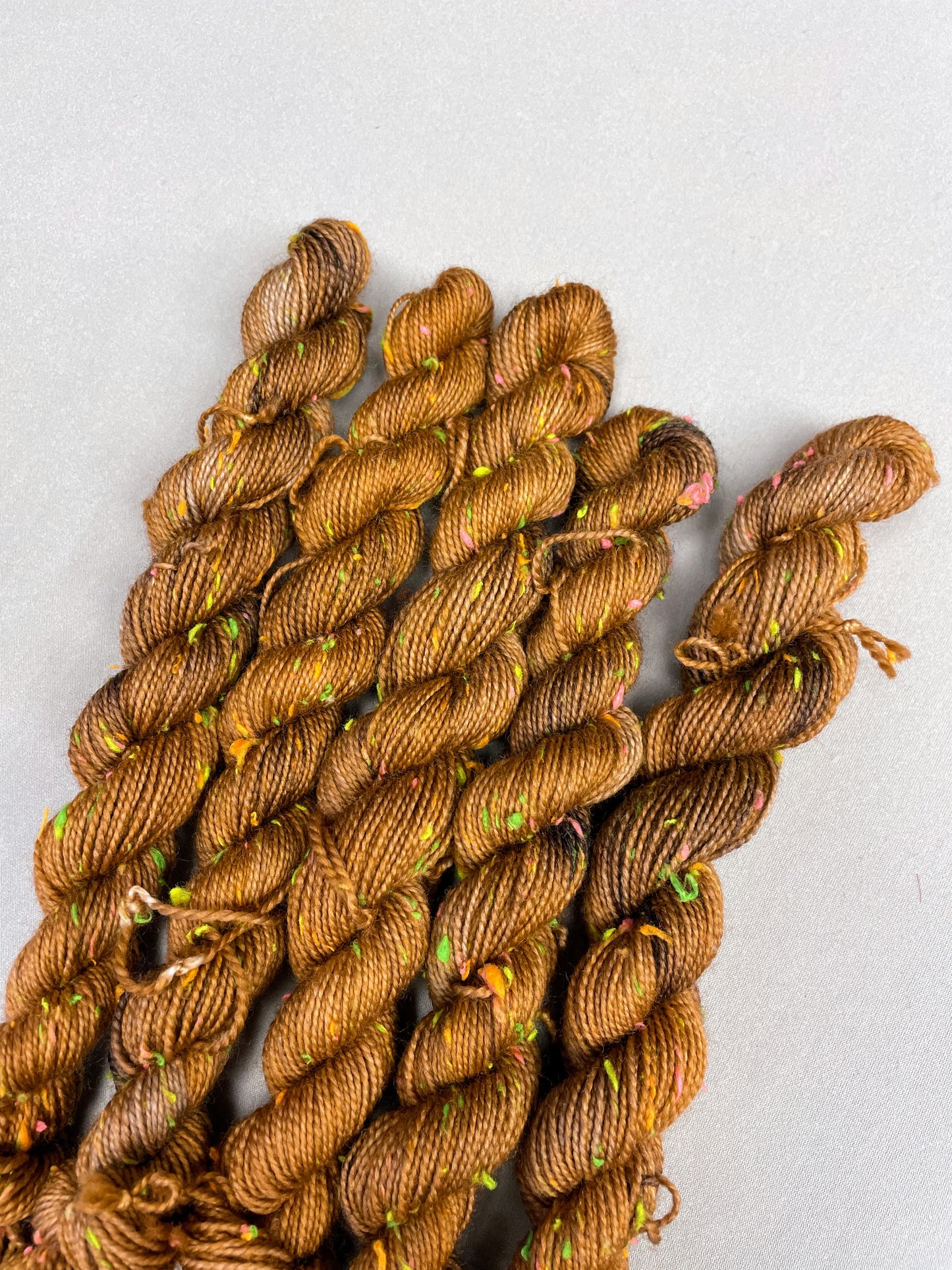 20g 4ply Neon Neps Caramel Mini Skein