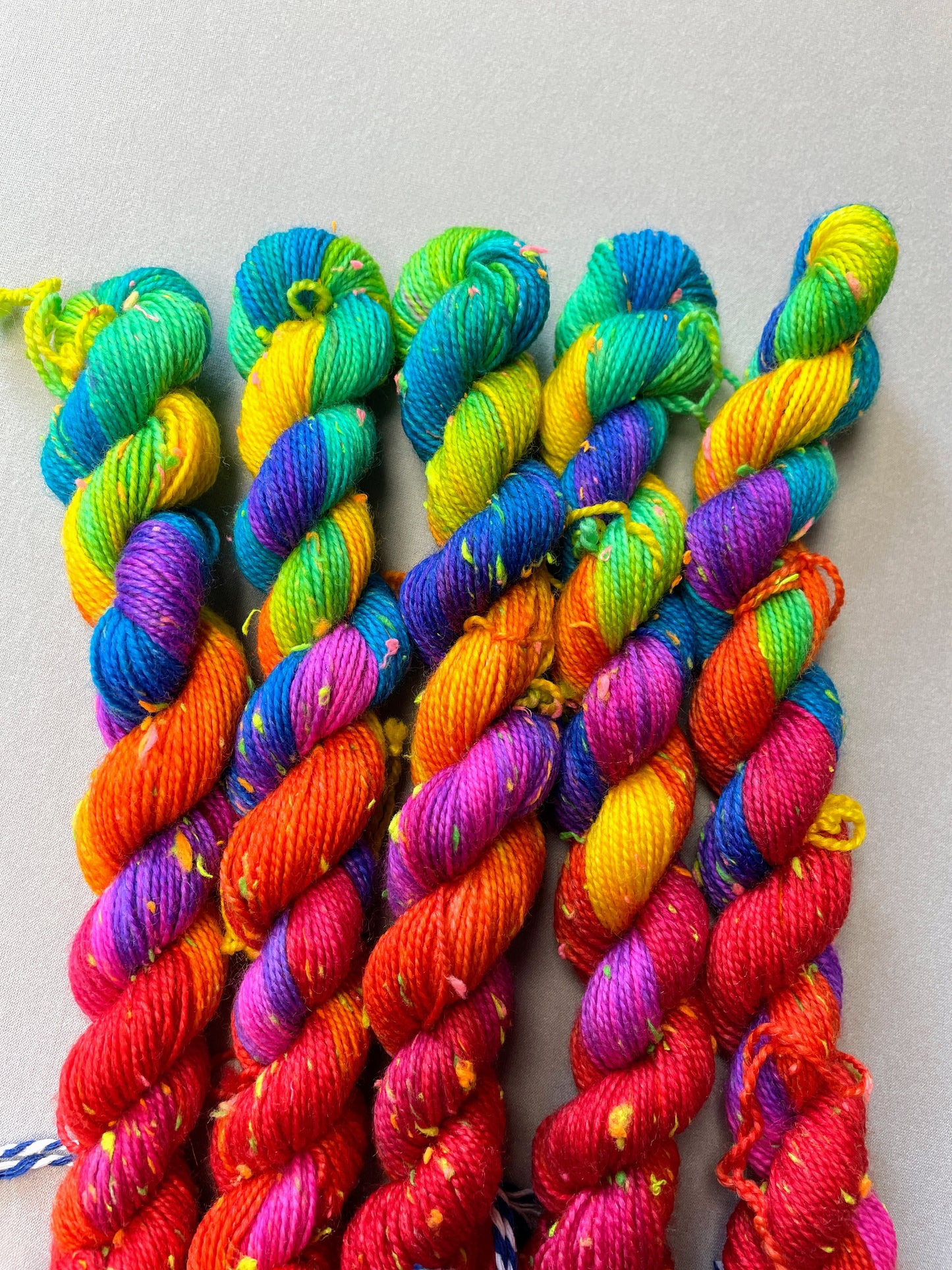 20g 4ply Neon Neps Bright Rainbow Mini Skein