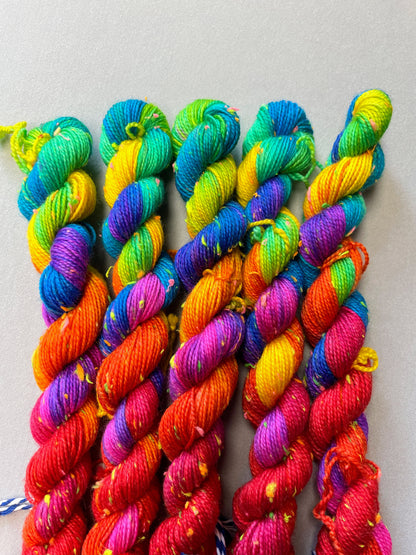 20g 4ply Neon Neps Bright Rainbow Mini Skein