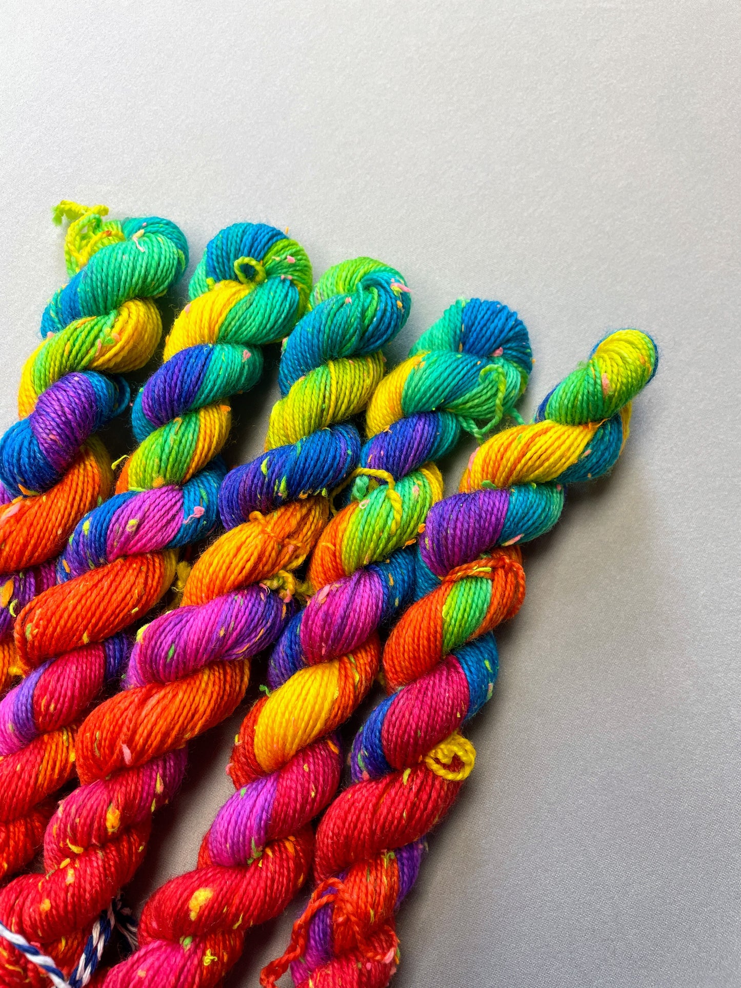 20g 4ply Neon Neps Bright Rainbow Mini Skein