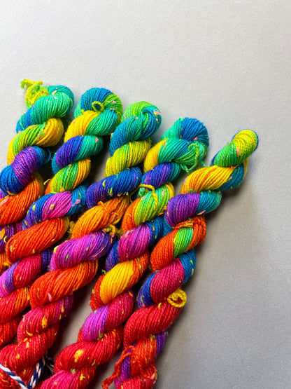 20g 4ply Neon Neps Bright Rainbow Mini Skein