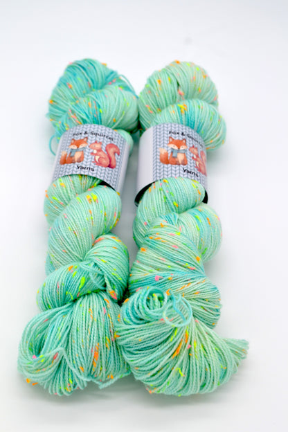 100g 4ply Neon Neps Spearmint Hand-dyed Yarn