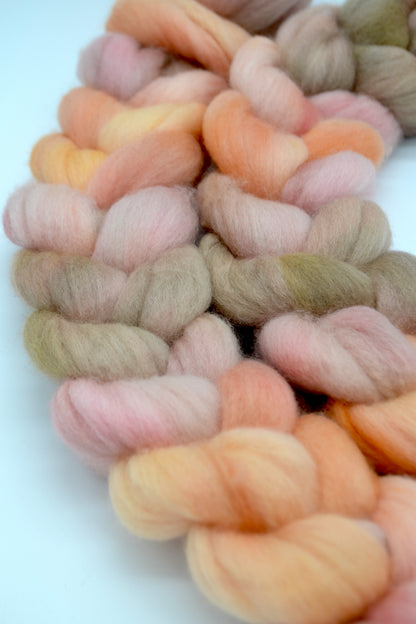 Polwarth - Fuzzy Peach 100g Hand-dyed Fibre