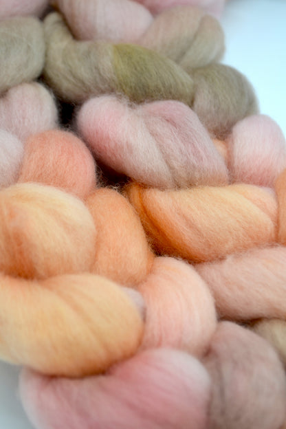 Polwarth - Fuzzy Peach 100g Hand-dyed Fibre