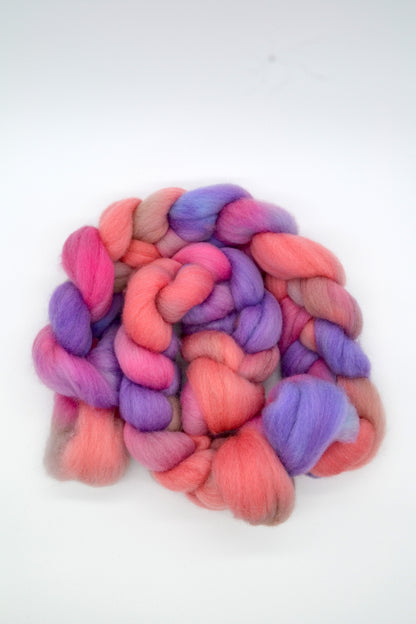 Corriedale - Pink Sorbet 100g Hand-dyed Fibre