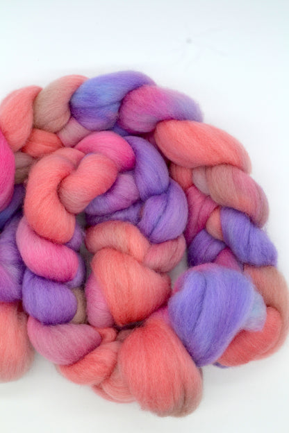 Corriedale - Pink Sorbet 100g Hand-dyed Fibre