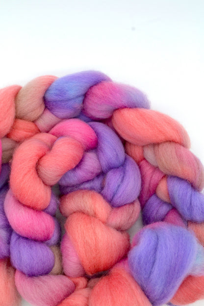 Corriedale - Pink Sorbet 100g Hand-dyed Fibre