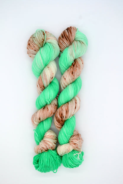 50g Sock Mint Choc Chip Hand-dyed Yarn