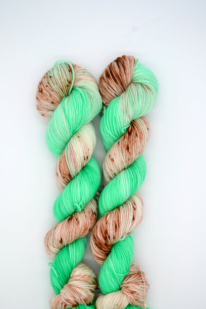 50g Sock Mint Choc Chip Hand-dyed Yarn