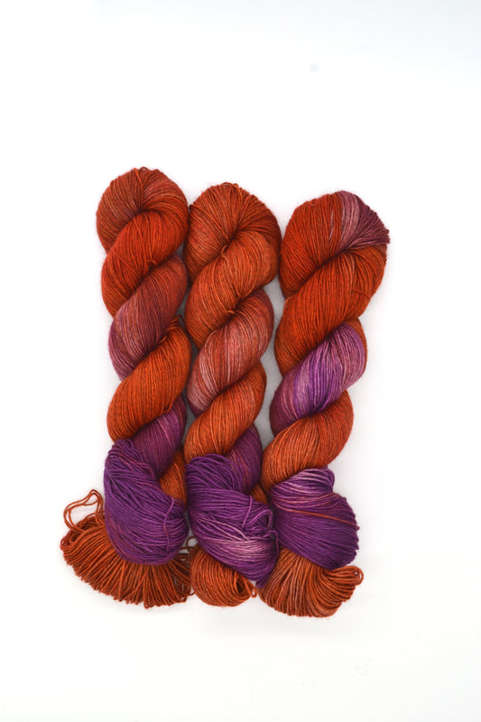 100g Yak Sock Autumn Berries Hand-dyed Yarn