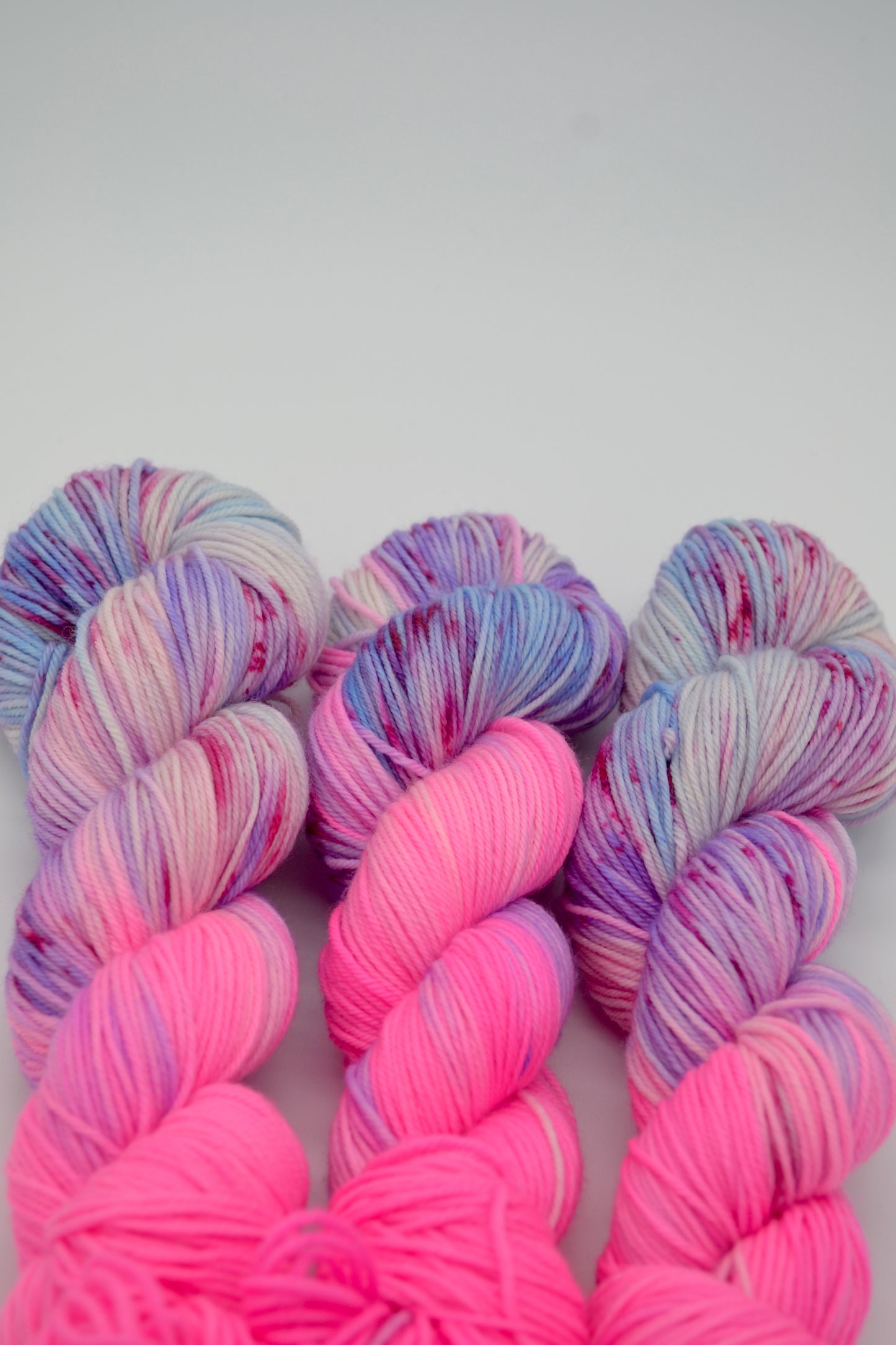 100g DK Sparkly Pink Hand-dyed Yarn