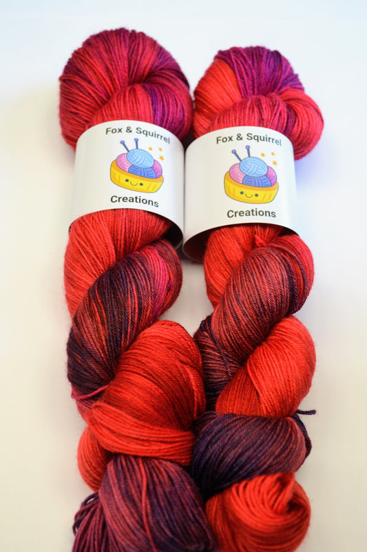 100g Sock Bright Berry Hand-dyed Yarn