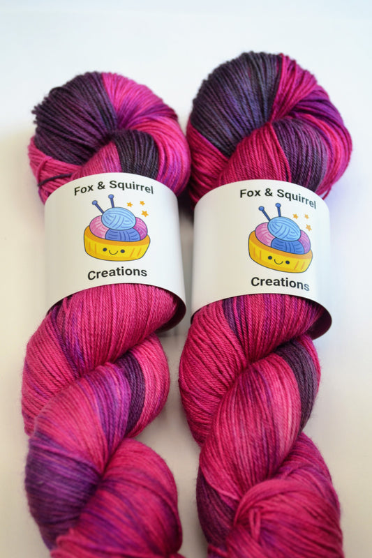 100g Sock Raspberry Split Hand-dyed Yarn