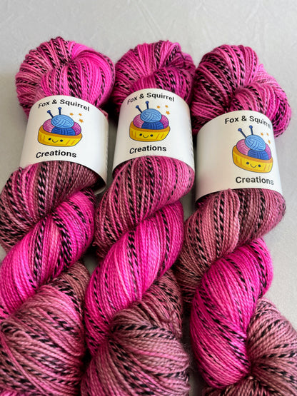 100g DK Zebra Pink Lady Hand-dyed Yarn